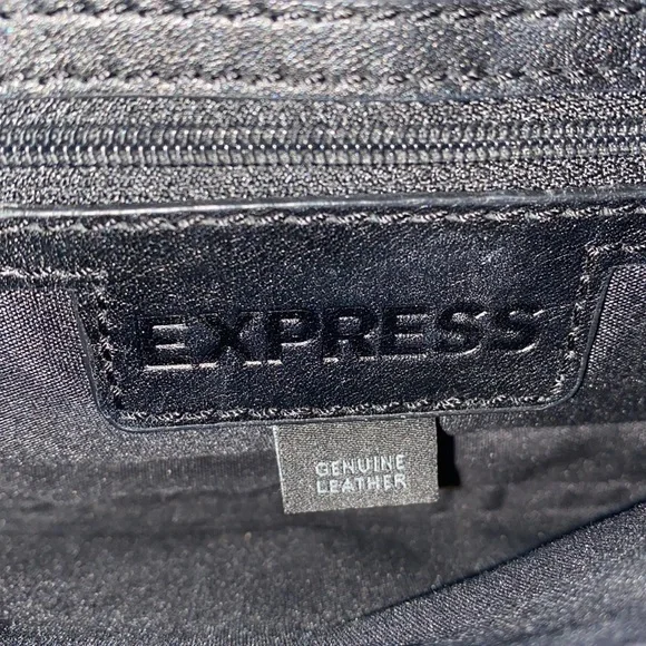 Express Black Genuine Leather Chain Tassel Shoulder Purse - Picture 10 of 15